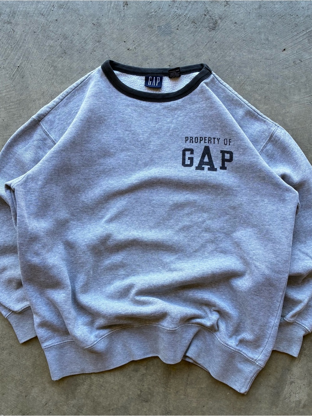 GAP Light Gray Crewneck Sweatshirt with Dark Trim